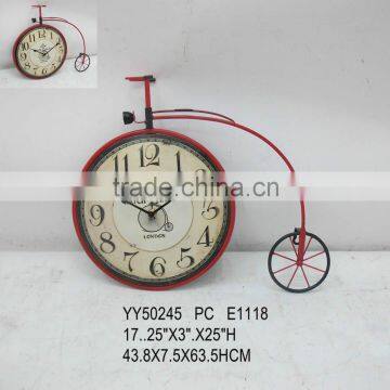 wholesale cheap decorative metal fancy bicycle clock for wall decor