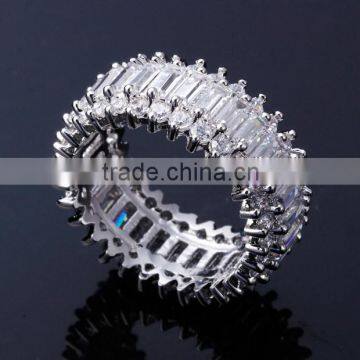 Thick Wedding Band Big CZ Crystals Rectangle Shape Deluxe Copper Women Ring photo-5