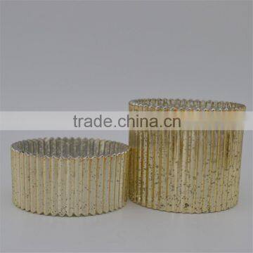 Mercury Gold Ribbed Fluted Glass Jar With Lid / Crystal Glass Candy Jar /Hand Pressed Quality Choice photo-2