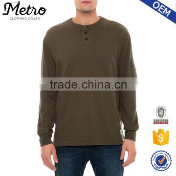 2016 Wholesale Custom Mens Henley Sleeve Pocket Sweatshirts