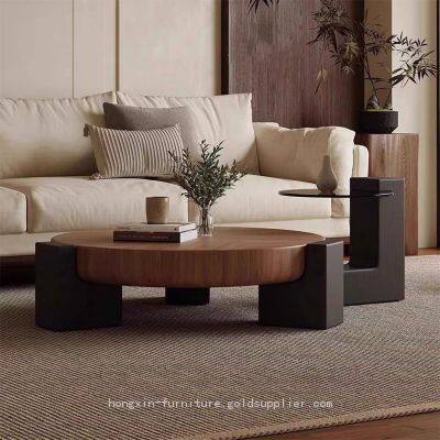 North American Walnut Wood Coffee Table With Glass photo-2