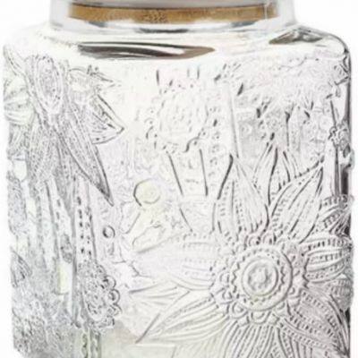 Square Glass Jar, 25 oz Vintage Glass Jar With a Lid, Glass Food Storage Container, Suitable for Ground Coffee, Tea
