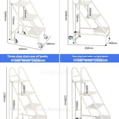 Bücherwagen | Schwerlastige Stahlkonstruktion mit 4 Regalen | Rutschfeste Konstruktion und Universalrollen | Mobiler Wagen für öffentliche Bibliotheken