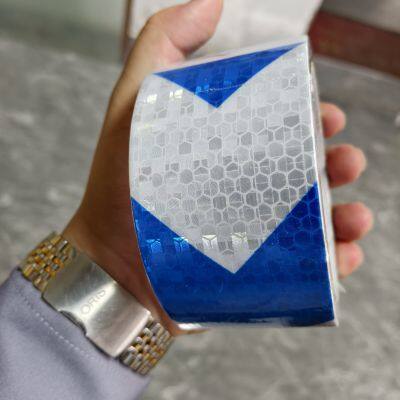 Reflective Film, White Grid With Crystal Color Printing Blue Arrow Patter PET/PVC 1.24m*300m