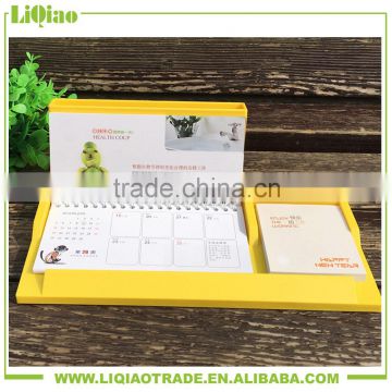 2016 plastic desktop calendar with notepad&pen container