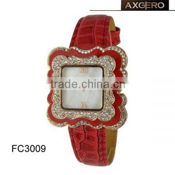 square diamond case fashion lady leather watch