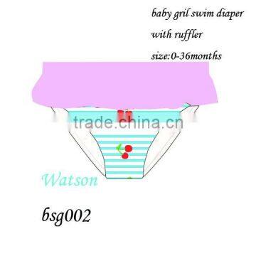 Cherry Stripes Print Baby Girl Diaper Swimwear