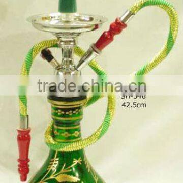 Green Glass & Metal Hukka