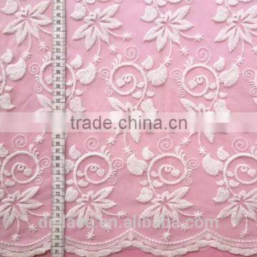 2015 latest new design embroidery organza lace tull lace with scallop