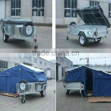 heavy duty steel checker plate camper trailer and camping trailer with T/C canvas top tent