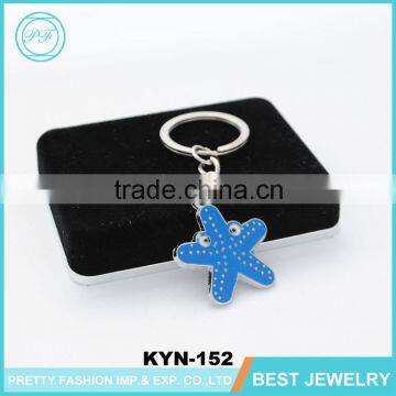 Latest Promotional Children Gifts Painting Sea Star Keychain Custom Metal Key Ring