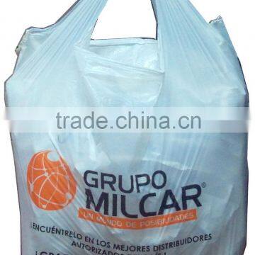 Two Color Printed Vegetable Packaging HDPE Vest Carrier Plastic Bags