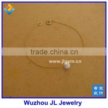 Women Fashion Simple Style White Opal Beads Silver Bracelet photo-3