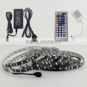 PCB Black 5m 5050 RGB 300smd LED Strip Light IP65+44 Key Remote+12V 5A Power