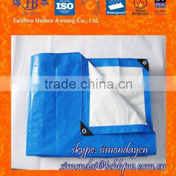 Blue and White PE Tarps with Reinforced Edges and Plastic Corner PE Tarpaulin