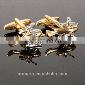 PRIMERO 2015 Fashion Jewelry Aeroplane Cufflinks Creative Metal Cufflinks Gold & Silver Plated Aircraft Cufflinks photo-2