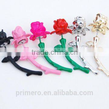 Vintage Stereo Rose Earrings Paint Piercing Stud Earrings Punjabi photo-3