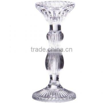 Hand-Pressed Clear Glass candle holder, 215mm.