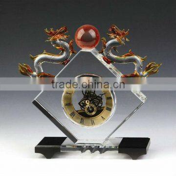 Square shape crystal table clock