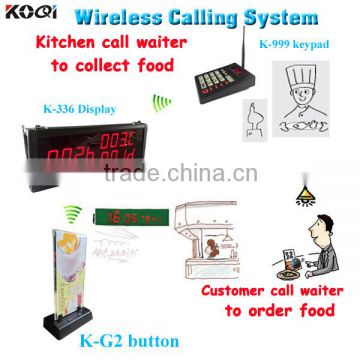 High Quality and Nice Design Wireless Waiter Call System for Restaurant Kitchen Equipment K-336+K-999+K-G2