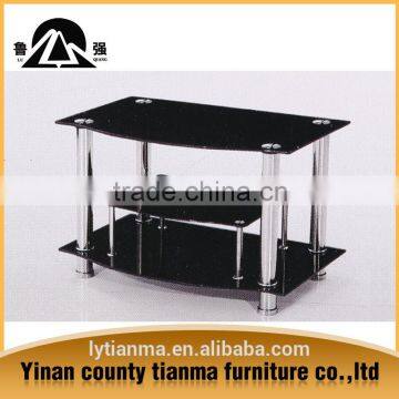 new style black tempered glass tv stand with aluminum legs