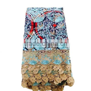 embroidered design guipure cord lace wax hollandais printed fabric in guangzhou