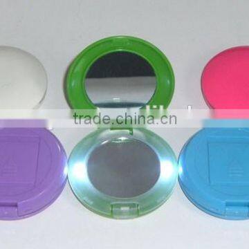 Round plastic pocket led mirror for promotion