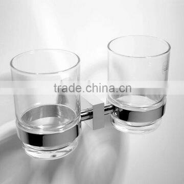 bathroom brasss or stanless steel double glass cup holder