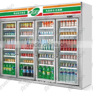 Commercial Luxury Double Glsss Door Beverage Cooler & Freezer, Beverage Showcase, Bottle Cooler