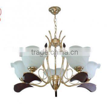 E27 modern wood glass chandelier lighting fixture for home or lobby 8566-5