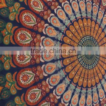 Indian Mandala Peacock Feather Tapestry Cotton Large Decorative Wall Hanging Ethnic Throw Tapestries