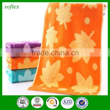 super absorbent cotton siro yarn Maple leaf jacquard cut pile face towel for supermarket