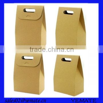 cheap recycle brown kraft paper bags with die cut handle