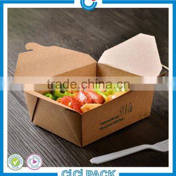 Take away custom square food pail/ wholesale deli kraft packing hot food paper box