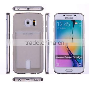 Ultra thin TPU case cover with bank card for Samsung Galaxy S6 Edge