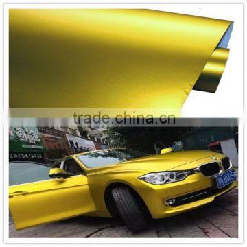 Removable pvc self-adhesive Matte chrome pearl metallic chrome gold car wrap film