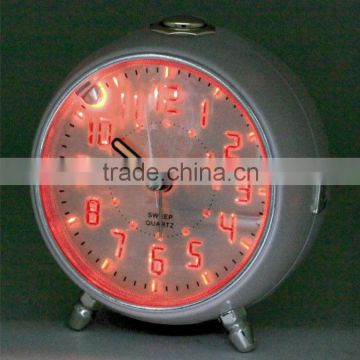 Plastic round luminous table alarm clock with light