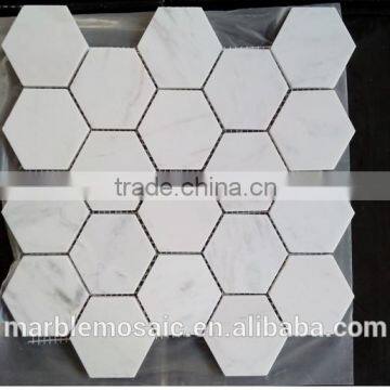 Hexagon Ariston White Mosaic, white marble stone mosaic