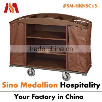 5 Star Hotel Resorts Guest Room Housekeeping Service Trolley with Wooden Box