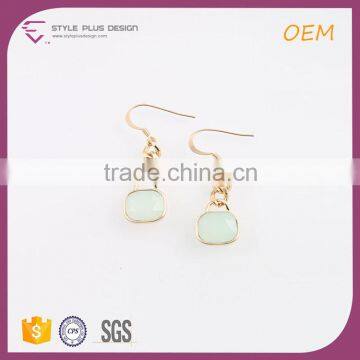 E78130I01 STYLE PLUS shiny gold plate light green drop earrings fashion fake gold drop earrings big beautiful drop earrings