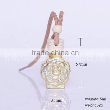 15ml Laser Tiny Rose Flower Glass Aroma Vial Pendant Auto Perfume Bottles Diffuser