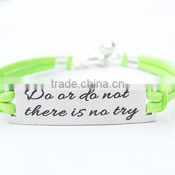 Custom jewelry Do Or Do Not There Is No Try Stainless Steel Charm Bracelet Bar