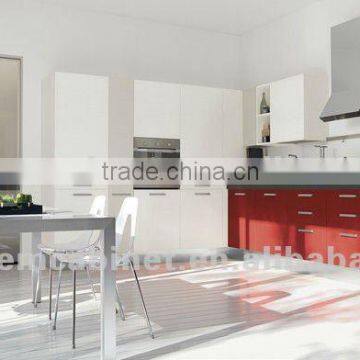 Glaze White And Red Lacquer Kitchen Cabinet