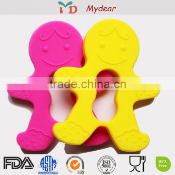 100% Food Grade Soft Heart Shape Silicone Baby Teether for Biting