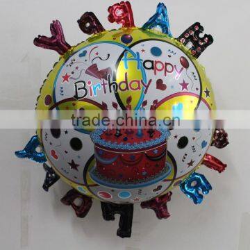 Happy Birthday colourful Printed foil balloons with cake