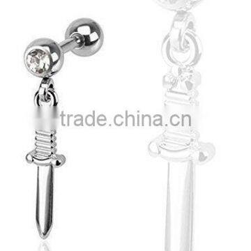 Sword Dangle Stainless Steel Tragus Cartilage Barbell