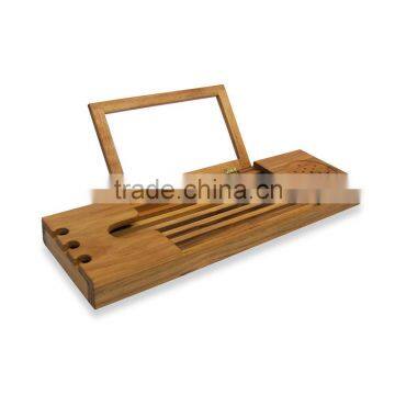 Bamboo Bathtub Tray Caddy With Extending Sides and Adjustable Book Holder New Bathroom Rack With Bath Soap and Stemware Holder Quality Choice photo-2
