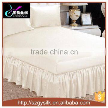 100% silk 19mm charmeuse nature white bed skirt