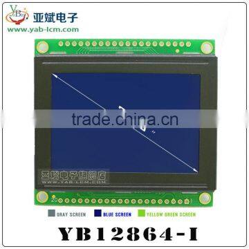 128X64 LCD Module with KS0108 controller Blue/ yellow-green Screen,12864 graphic lcd module for LED Backlight