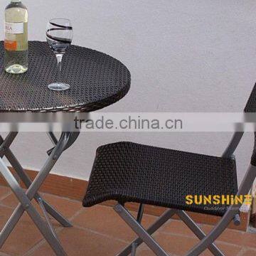 Hot Sell Patio bistro set folding rattan chair with table